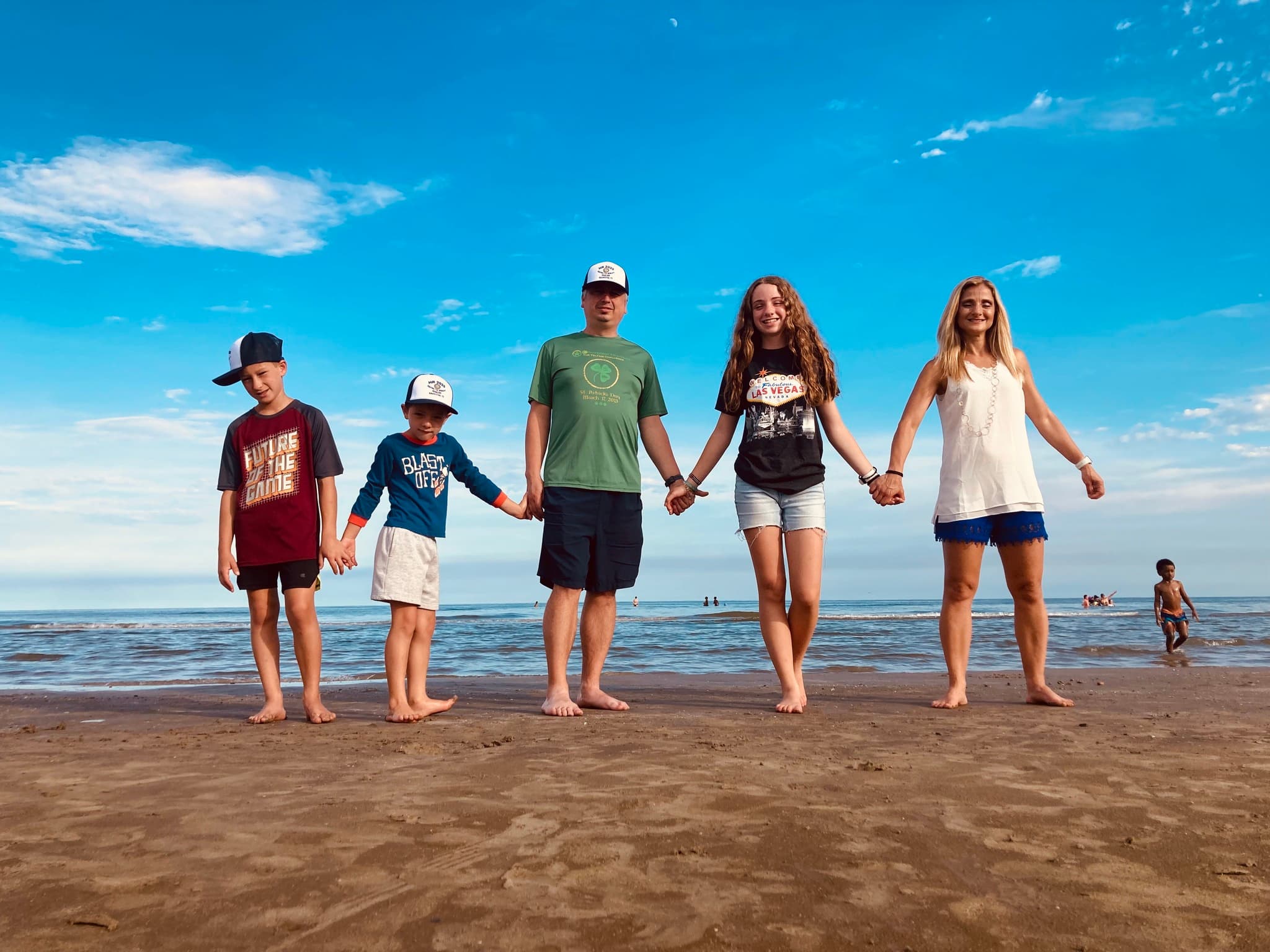 Roberta Meggs with her family at the beach